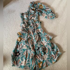 Ulla Johnson Mariam One-Shoulder Taffeta Midi Dress Size 0